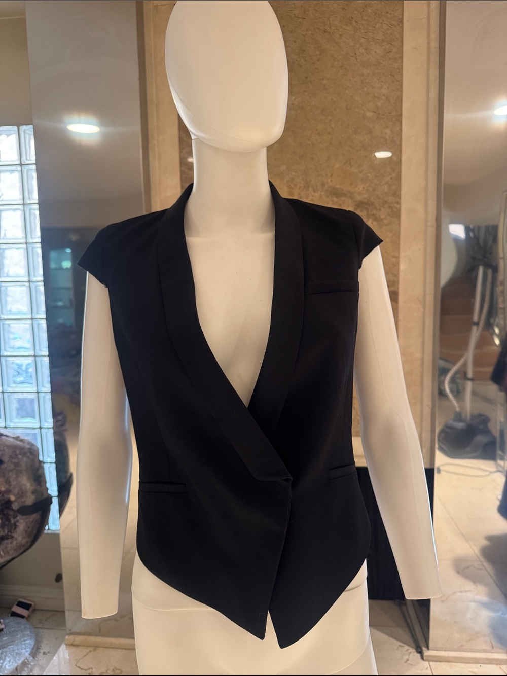 Helmut Lang Vintage Black Wool Asymmetric Tailored Vest